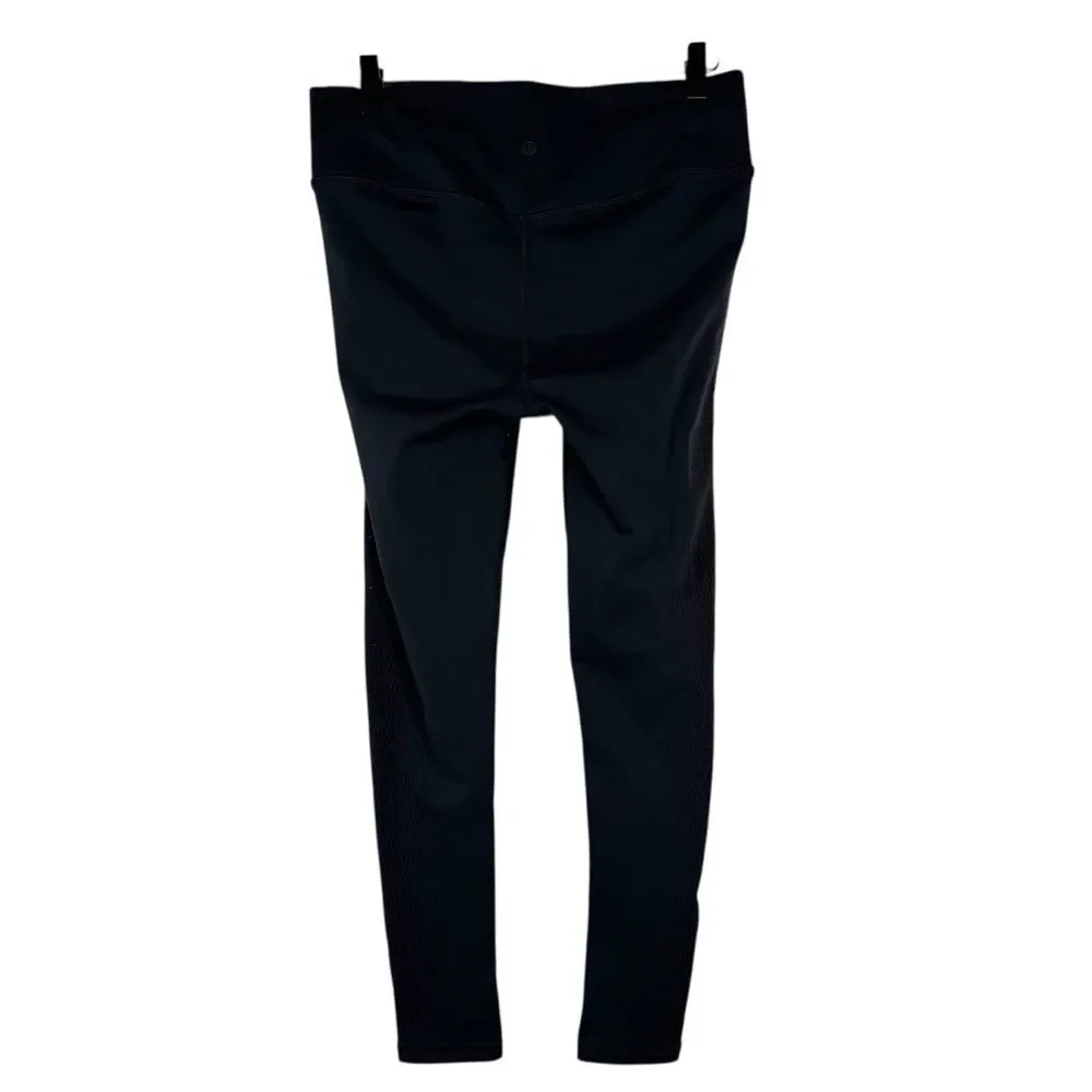 Lululemon Leggings Black Reveal 7/8 Tights Velocity Breathable Mesh Women’s 12